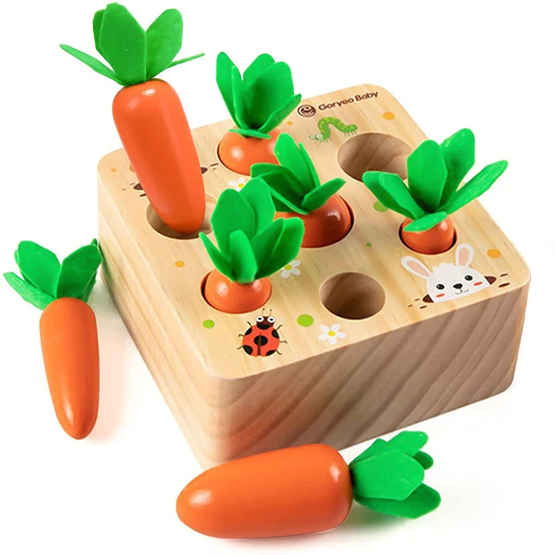 Wooden Montessori Carrot Harvest Shape Matching Toy