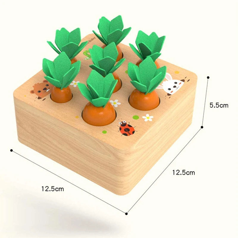 Wooden Montessori Carrot Harvest Shape Matching Toy
