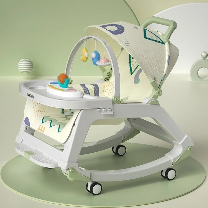 Foldable Baby Rocking Cradle Trolley With Soothing Seat