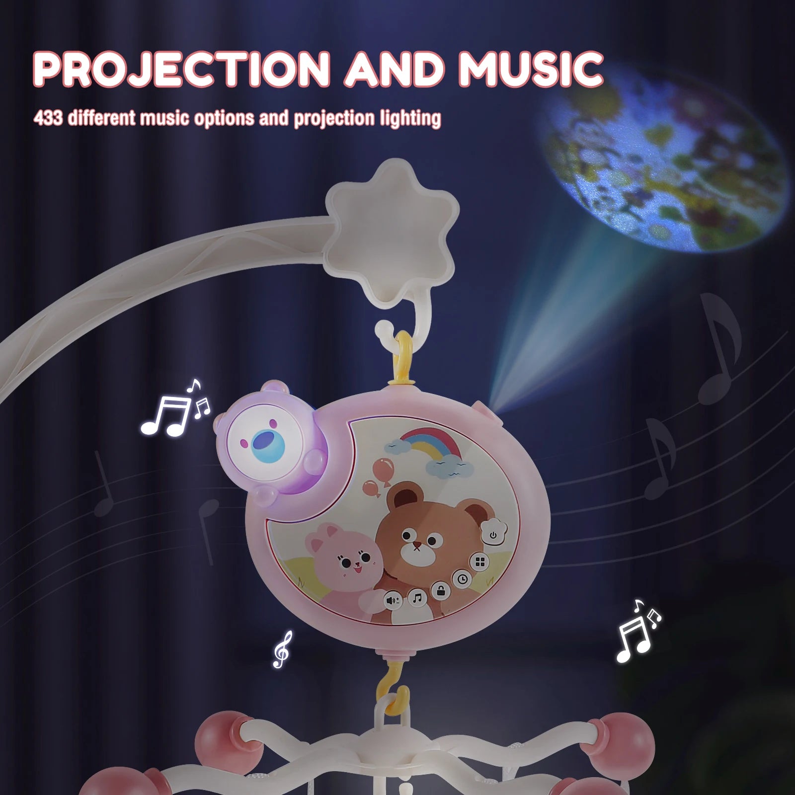 Baby Crib Mobile with Music, Light & Remote Control