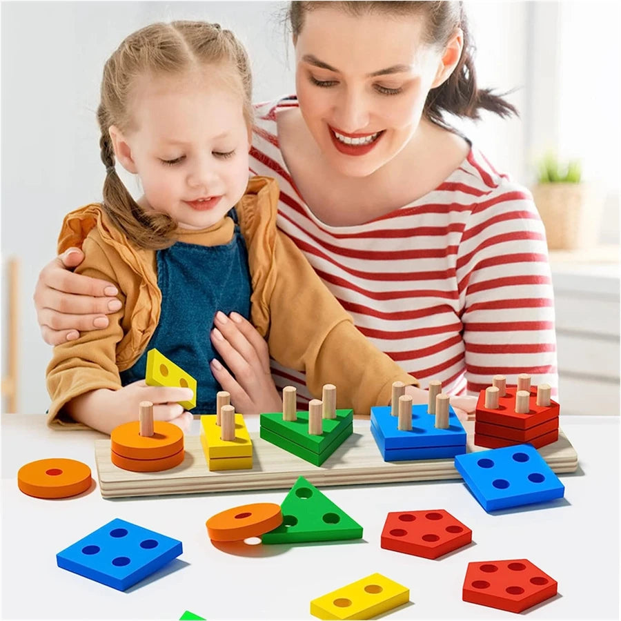Montessori Wooden Sorting & Stacking Puzzle Toy