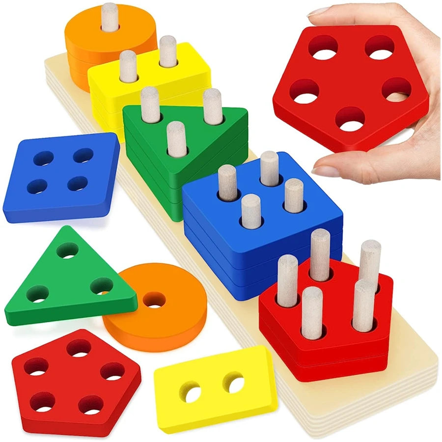 Montessori Wooden Sorting & Stacking Puzzle Toy