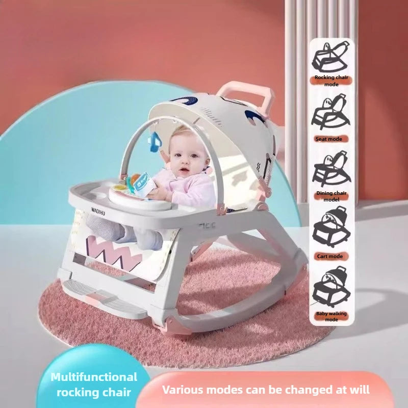 Foldable Baby Rocking Cradle Trolley With Soothing Seat
