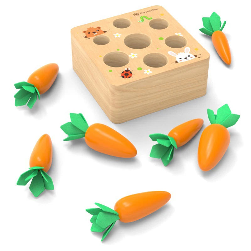 WT304A Color Wooden Montessori Carrot Harvest Shape Matching Toy