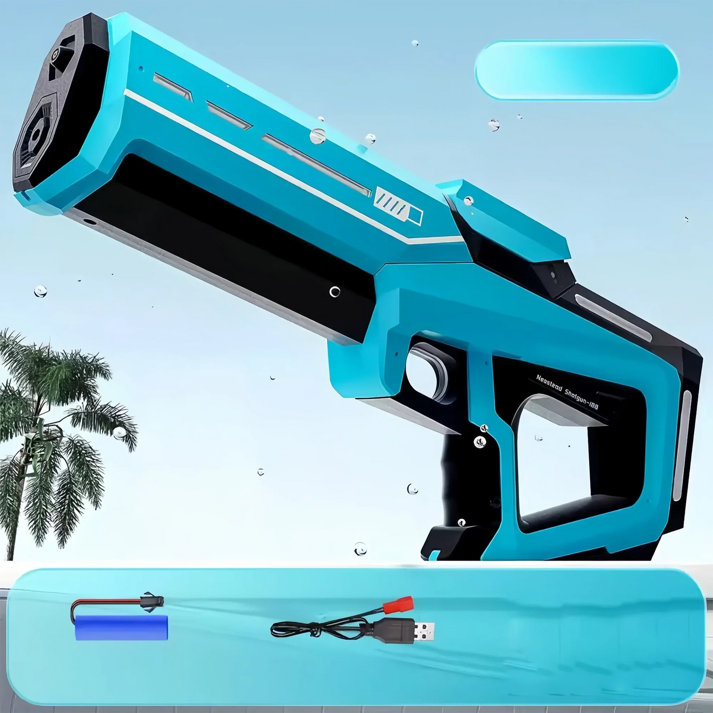 SKY BLUE Color Electric Automatic Water Gun Pistol – Rechargeable Toy Blaster