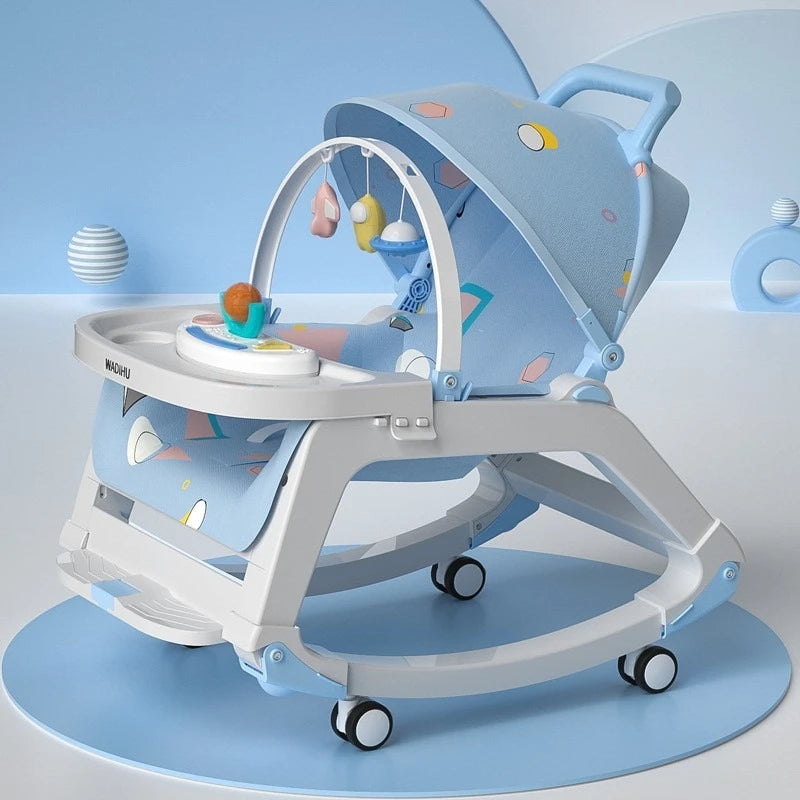 Foldable Baby Rocking Cradle Trolley With Soothing Seat