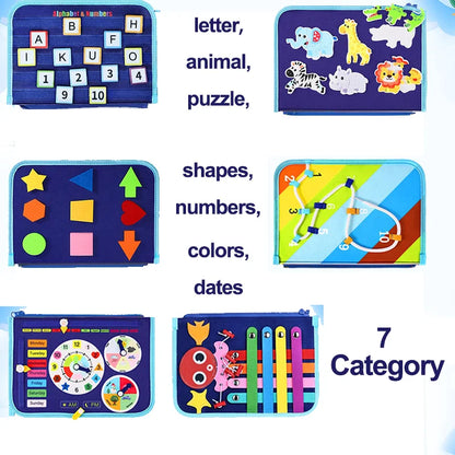 Felt Montessori Busy Board Book For Toddler Learning