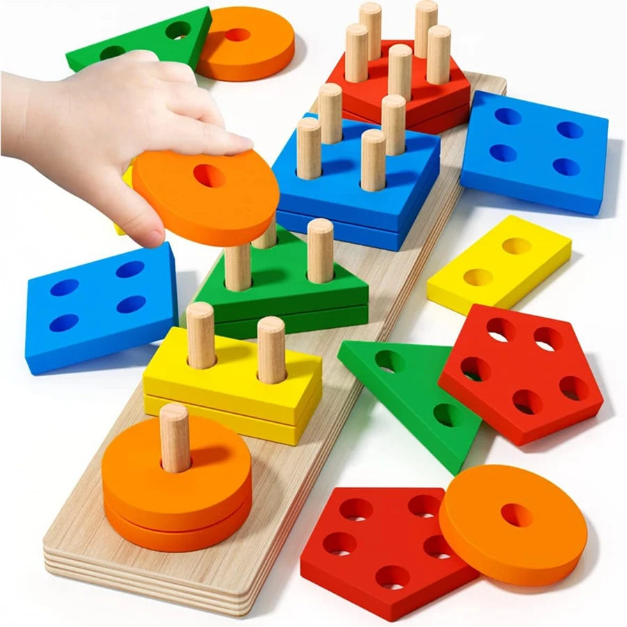 Montessori Wooden Sorting & Stacking Puzzle Toy