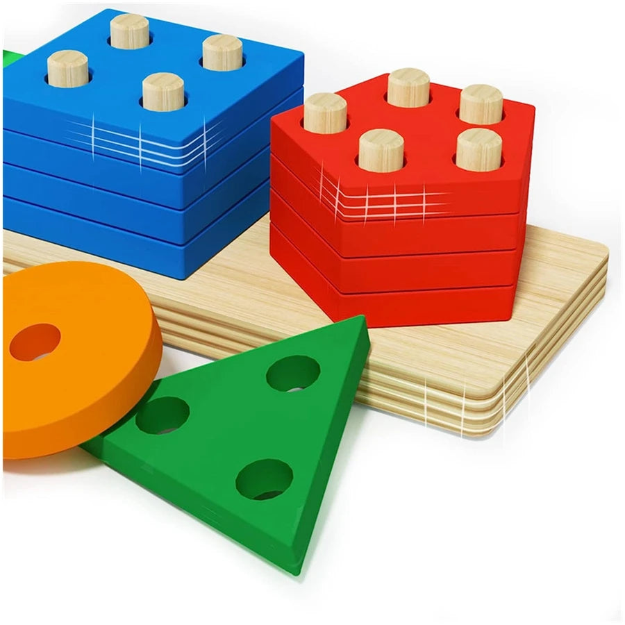 Montessori Wooden Sorting & Stacking Puzzle Toy