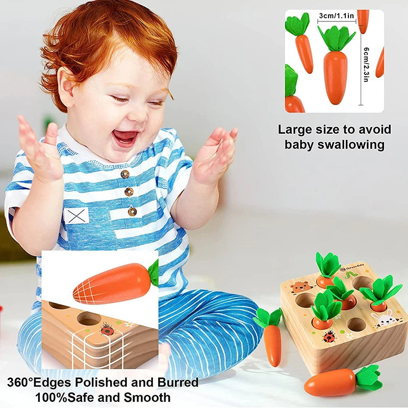 Wooden Montessori Carrot Harvest Shape Matching Toy