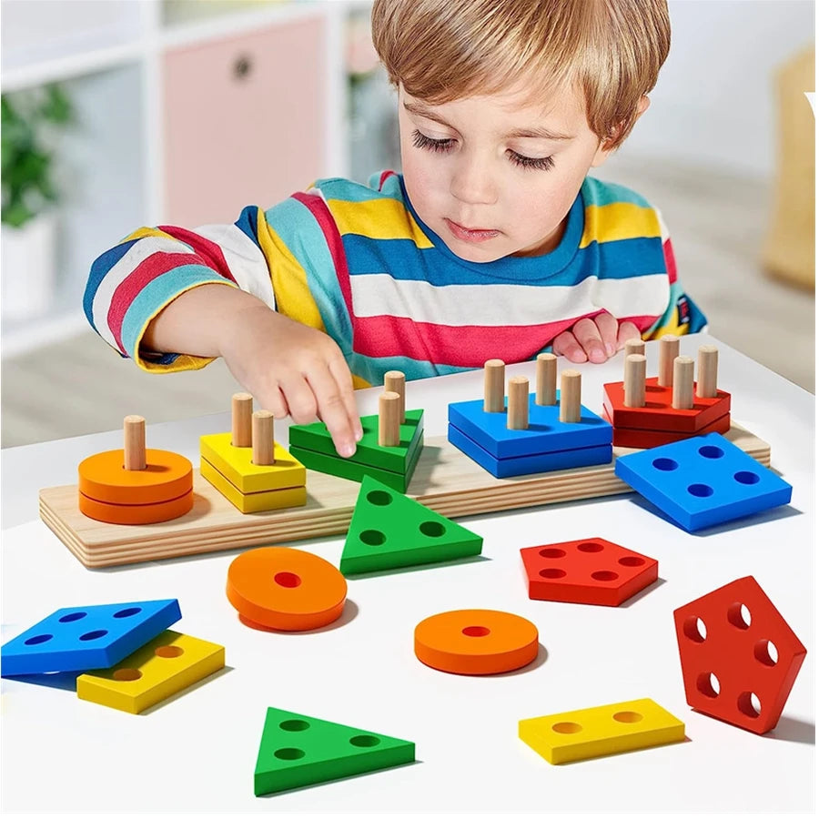 Montessori Wooden Sorting & Stacking Puzzle Toy
