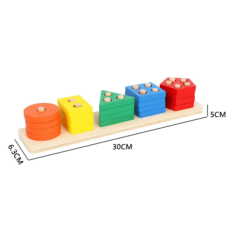 D13 Color Montessori Wooden Sorting & Stacking Puzzle Toy