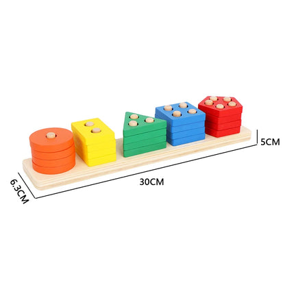 D13 Color Montessori Wooden Sorting & Stacking Puzzle Toy