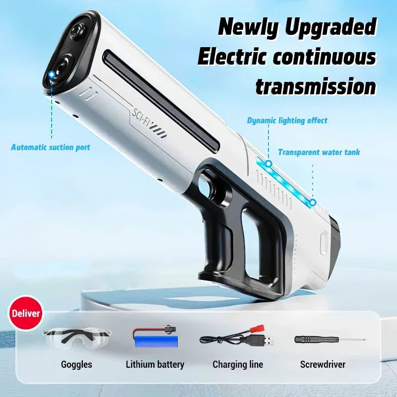 8808-White Color Electric Automatic Water Gun Pistol – Rechargeable Toy Blaster