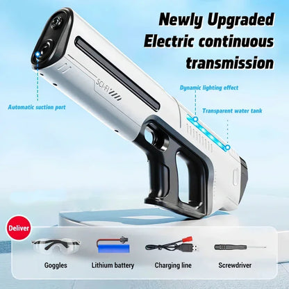 8808-White Color Electric Automatic Water Gun Pistol – Rechargeable Toy Blaster