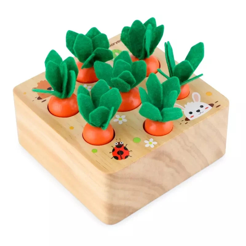 Wooden Montessori Carrot Harvest Shape Matching Toy