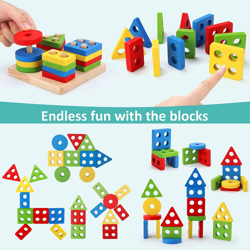 Montessori Wooden Toddler Toy Set – 6 Educational Games