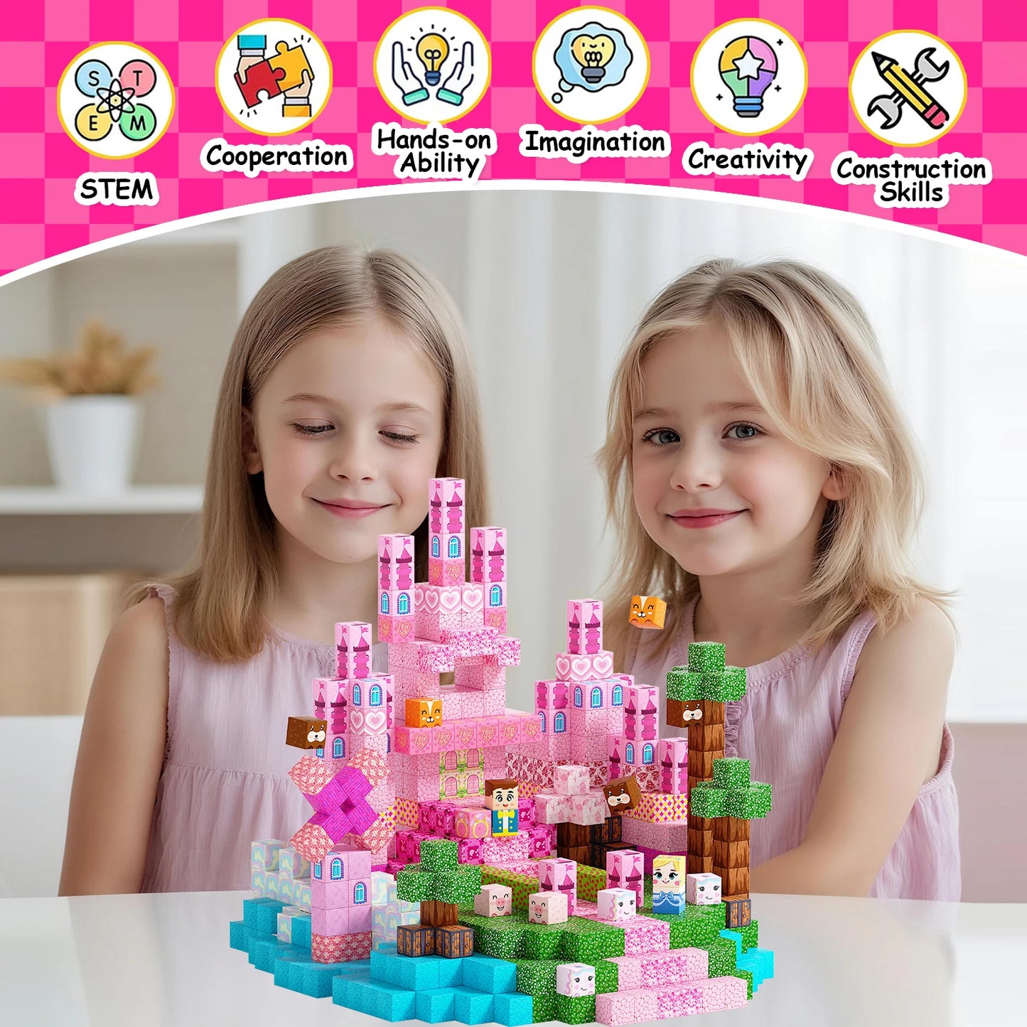 Light-Up Magnetic Tiles Building Set – 200-Piece STEM Toy