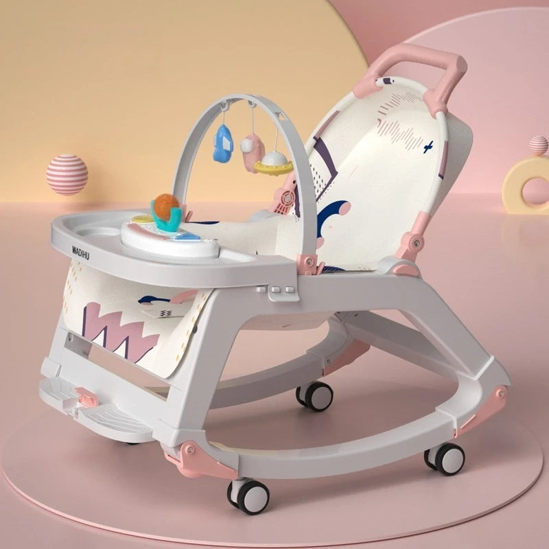 Foldable Baby Rocking Cradle Trolley With Soothing Seat
