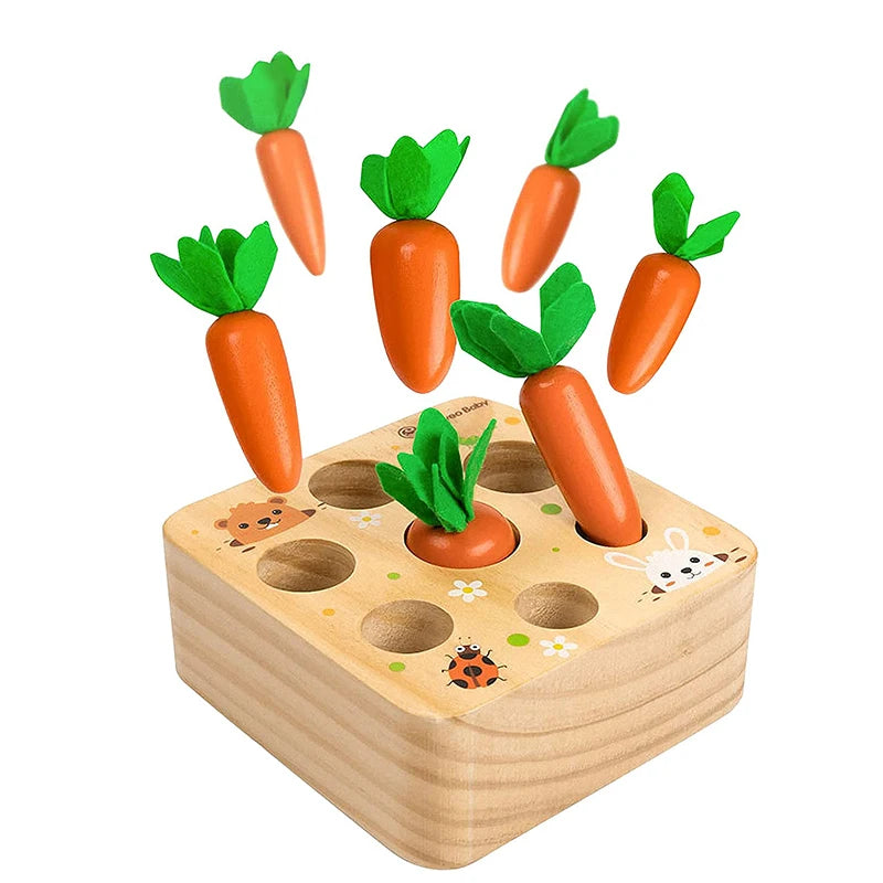 Wooden Montessori Carrot Harvest Shape Matching Toy